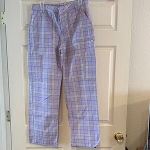 H&M Women's Lavender Plaid Cargo Pants